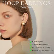 KELMALL 14K Gold Hoop Earrings for Women, Hypoallergenic Chunky Teardrop  Round Non Tarnish Drop Statement Earrings for Sensitive Ears, One Size,  Brass, No Gemstone : Amazon.sg: Fashion