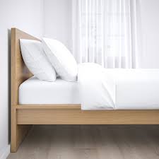 Unique routered design, plain wood finished top, grey painted, waxed all over. Malm Oak Veneer Luroy Bed Frame High Standard Double Ikea