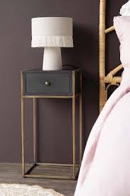 Black Wood And Brass Leg Bedside Table Rockett St George In 2020 Bedside Table Contemporary Bedside Table Metal Industrial Style Bedside Table