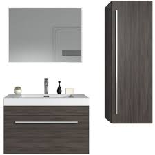 Badschrank hochschrank weiß mit spiegeltür und schubkästen badmöbel mehrzeck ole. Badezimmer Badmobel Set Avalon 80cm Eiche Dunkel Unterschrank Hochschrank Waschbecken Spiegel Bmtoavadecs