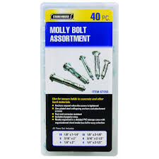 8.1.3.2.2 allowable loads shall not exceed 20 percent of the average tested strength. Molly Bolt Assortment 40 Pc