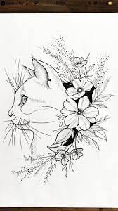 Amelia Black With Tan Tortoise Cat Flower Colors Pinks And Yellows Cat Tattoo Cat Tattoo Designs Art Sketches