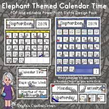 Calendar Time Elephant Theme Calendar Time Printable Calendar Grid Calendar