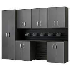 Flow Wall Modular Wall Mounted Garage Cabinet Storage Set With Accessories In Black Graphite Carbon Fiber 7 Piece Fcs 9612 6b 7sc The Home Depot Garage Cabinets Garage Storage Cabinets Modular Walls
