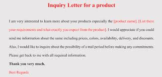 Free Inquiry Letter For Product Service Templates Samples