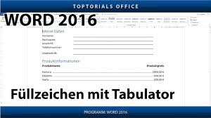 Wiederholen sie den feldbefehl für jede benötigte datei. Fullzeichen Mit Tabulator Setzen Microsoft Word 2016 Youtube