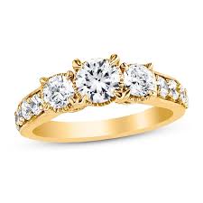 Please phone a diamond and jewelry expert and they will help you complete. 3 Stone Diamond Ring 1 2 Ct Tw Round Cut 14k Yellow Gold Kay