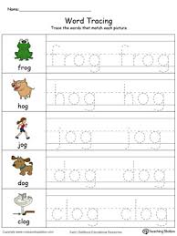 So, the beginning of each word is dotted so that kids can practice tracing the letter featured. Word Tracing In Words In Color Myteachingstation Com