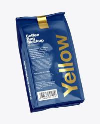 Download Two Glossy Coffee Bag Packaging Mockup Yellow Author