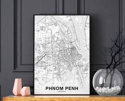 Check spelling or type a new query. Phnom Penh Cambodia Map Poster Black White Hometown City Print Modern Home Decor Office Decoration Wall Art Dorm Bedroom Gift