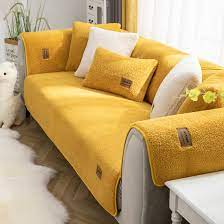 Amazon.com: vctops Sherpa Fleece Sofa Couch Covers Super Soft Warm Plush  Sectional Couch Cover Luxury Fuzzy Furry Non Slip Sofa Slipcover Furniture  Protector (Yellow,28x28) : Home & Kitchen