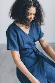 Mimosa Navy Blue Dress Linenfox