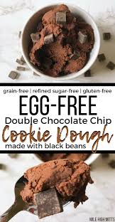 This Egg Free Double Chocolate Chip Cookie Dough Recipe Is Easy An Double Chocolate Chip Cookies Chocolate Chip Cookie Dough Recipe Sugar Free No Bake Desserts