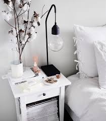 Minimal White Bedside Table Space Nightstand Decor Room Decor Interior
