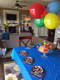 5th Birthday Decoration Ideas For Boy At Home Blast Off To Space 5th Birthday Simple Purposeful Living Space Birthday Party Space Birthday Sports Party Favors