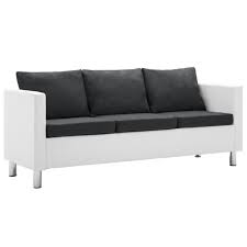 Trouvez tout le matériel au meilleur prix. Vidaxl Canape A 3 Places Faux Cuir Blanc Et Gris Fonce Achat Vente Canape Sofa Divan Cdiscount
