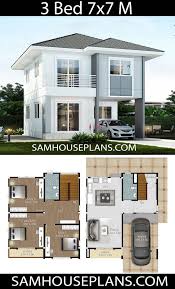 Model rumah minimalis ukuran 4x10 wallpaper dinding via desaindindingrumah.blogspot.com. House Plans Idea 7x7 With 3 Bedrooms Sam House Plans Building Plans House House Construction Plan Small House Design Plans