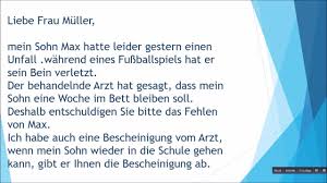 Es gibt jedoch verschiedene anlässe, bei denen schüler vom schreiben sie eine entschuldigung für die schule kurz. Entschuldigung Fur Die Schule Brief Schreiben Zur Prufung B1 Youtube