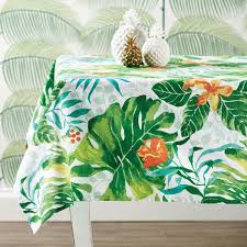 Go Tropical At The Dinner Table With Bold Pattern And Colours Tabletop Bedbathntable In 2019 Tropical Tablecloths Table Linens Table