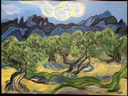 Acrylic Painting Tutorial For Van Gogh S Olive Trees Painting Vincent Van Gogh Art Van Gogh Olive Trees Van Gogh Landscapes