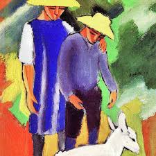 W swoich dziełach malarz prezentuje nie tylko przyrodę, ale też piękne i tajemnicze kobiety. Four Girls Painting By August Macke