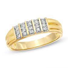 Men S 1 7 Ct T W Diamond Wedding Band In 10k Gold Zales Mens Gold Rings Classic Diamond Ring Diamond Jewelry Set
