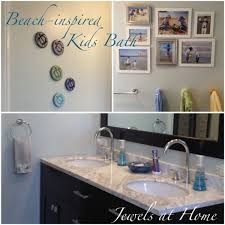 This small bathroom is designed in simple nautical theme using light blue paint color for the sink wall and the base for the tub. Small Beach Themed Bathrooms Hawaiian Beach Inspired Bathroom Shared Kids And Guest Bathroom Beach Theme Bathroom Zen Bathroom Decor Beach Bathroom Decor