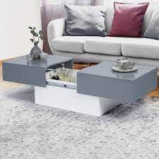 Table de jardin grise mange debout et 4 chaises hautes en aluminium 29990 alice s garden salon de jardin en aluminium table 8 places textilène fauteuil babette table basse blanche et grise foncée l 90 x p 45 x h 387 cm. Table Basse Bar Pas Cher Imitation Bois Blanc Et Gris Marta Id Market