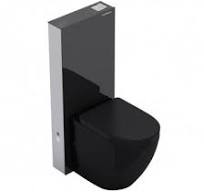 Exposed cistern for compact toilet in black with glass front Empire Fossil Natura