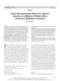 pdf using developmental norms for speech sounds as a means