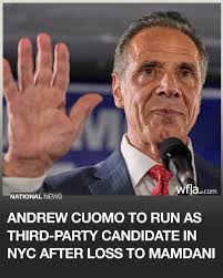 NYC MAYOR RACE: Former New York Gov. Andrew Cuomo will run as an  independent in November after losing to Democratic nominee Zohran Mamdani  in the party's primary. https://bit.ly/4lQQ7Sz