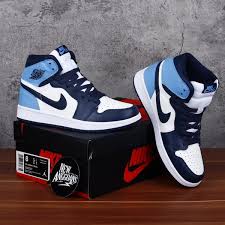 Nike air jordan biru hitam. Jual Sepatu Nike Air Jordan 1 Retro High Obsidian Royal Blue Biru Bnib Di Lapak New Anggoans Store Bukalapak