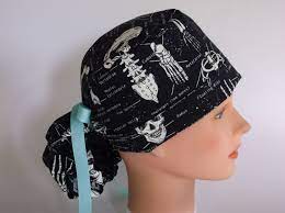 Glow In The Dark Skeletons Ponytail Womens Lined Surgical Etsy Surgical Caps Surgical Hats Glow In The Dark