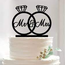 Black Acrylic Mr And Mrs Wedding Ring Cake Topper Silhouette Wedding Cake Bride Cake Topper Wedding Cake Topper Silhouette