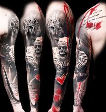 Sleeve Tattoo By Buena Vista Tattoo Post 1820 Trash Polka Tatuaje De Basura De Polka Tatuaje De Payaso