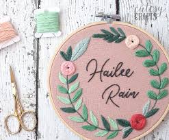 « how to do simple embroidery jp coats embroidery floss ». Floral Name Embroidery Hoop Pattern Cutesy Crafts
