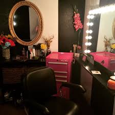 Black And Gold Makeup Room Salon Suite Pink Tool Box Vintage Salon Personal Salon Room Salon Decor Black White Gold Salon Suites Decor Salon Suite Salon Decor