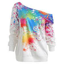 Backstage rock shop is the proud home of official band merchandise since 2011. Long Sleeve Shirt Women Crew Neck Paint Splatter Print Top Korean Clothes Tshirt Women Camiseta Mujer Camisetas Mujer T Shirts Aliexpress