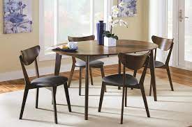 Round tables encourage conversation and offer more clearance. Coaster Malone Mid Century Modern 5 Piece Solid Wood Dining Set Standard Furniture Dining 5 Piece Sets