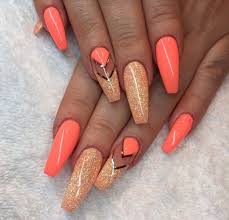 Coffin nails are a popular nail shape worn by countless of celebrities. Coral Orange Coffin Nails Novocom Top