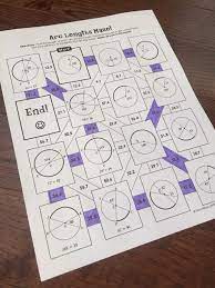 Arc Lengths And Sector Area In Circles Mazes Teaching Geometry Math Geometry Activities Circle Math