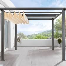 Pergola Aluminiumgestell Und Polyester Dach Pulverbeschichtetes Aluminium Dach 100 Polyester Sonnensc Pergola Design Moderne Pergola Pergola Uberdachung