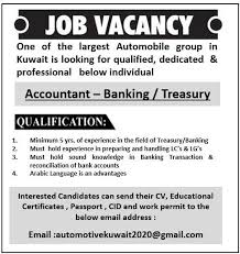 Accountant Treasury Kuwait Openings In 2020 Accounting Kuwait Job