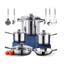 8 Homi Chef Nickel Free 14 Piece Stainless Steel Pots And Pans Cookware Set Cookware Set Stainless Steel Pots And Pans Sets Induction Cookware