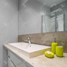 countertop basin, big mirror