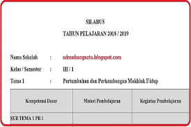 Semester 1 kurikulum 2013 revisi tahun 2018 terdiri dari buku pendidikan agama islam dan 4 tema. Silabus Kelas 3 Sd Kurikulum 2013 Revisi 2018 Semua Tema Sdn Sobang 1