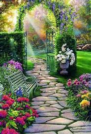 Garden Arch Painting Via Facebook Beautiful Gardens Summer Landscape Beautiful Nature Wallpaper