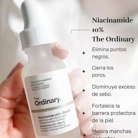 NIACINAMIDA + ZINC🧏🏻♀️✨ THE ORDINARY 🥇La Niacinamida es el producto  bestseller de marca y su fórmula con zinc tiene muchísimos beneficios como:  ✓Ayuda a controlar el brillo de la piel al equilibrar