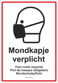 Het dragen van mondkapjes is voor iedereen verplicht, zowel de inwoners van spanje als de. Bol Com Bordje Mondkapje Verplicht 4 Talen 1 Stuks