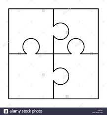 Jigsaw puzzle pieces serve as a border on this dark powerpoint puzzle slide design. 4 White Puzzles Pieces Arranged In A Round Shape Jigsaw Puzzle Template Ready For Print Cutting Guidelines Isolated On White Stock Vector Image Art Alamy